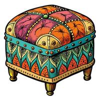 Colorful Vintage Ottoman with Intricate Patterns in Retro Style vector