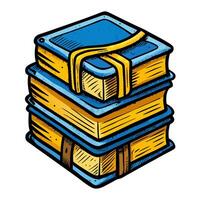 Retro Styled Illustration of Stacked Books with Straps in Vintage Color Scheme vector