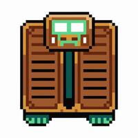 Retro Pixel Art Robot Character with Digital Green Screen Face vector