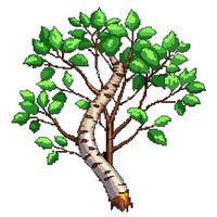 Pixel Art Birch Tree Retro Nature Designs for Digital Projects vector