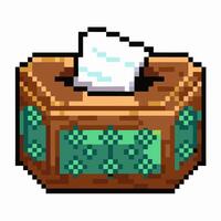 Retro Pixel Art Tissue Box with Vintage Pattern Design vector