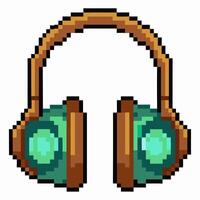 Retro Pixel Art Headphones Nostalgic 8 Bit Style Audio Icon vector