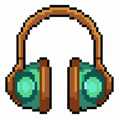 Retro Pixel Art Headphones Nostalgic 8 Bit Style Audio Icon