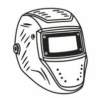 Hand Drawn Welding Helmet Illustration for Industrial Safety Designs vector