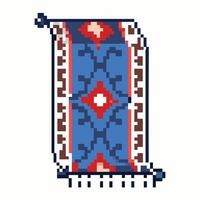 Pixel Art Decorative Carpet Illustration Retro Blue and Red Pattern Design vector