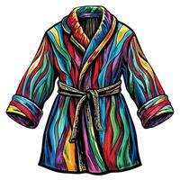 Colorful Abstract Patterned Bathrobe Illustration Vibrant Multicolored Design vector