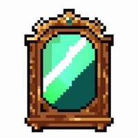 Retro Pixel Art Magic Mirror with Ornate Frame for Vintage Fantasy Design vector