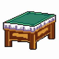 Pixel Art Table with Green Tablecloth in Retro 8 bit Style vector