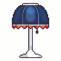 Retro Pixel Art Lamp with Blue Shade and Ornate Details vector