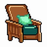 Retro Pixel Art Armchair with Cushion 8 Bit Style Illustration vector