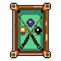 Retro Pixel Art Billiards Table with Cues and Balls vector
