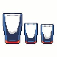 Retro Pixel Art Drinking Glasses Set of Three Vintage 8 bit Style vector