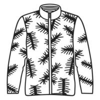 Patterned fashion jacket with zipper closure and unique black branch design vector