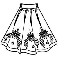 Floral skirt illustration with vintage decorative patterns and elegant design elements vector
