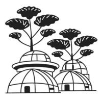 Futuristic dome homes with trees, eco friendly architecture vector