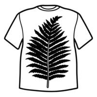 Black fern leaf print on t shirt minimalist nature inspired apparel design vector