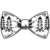 Hand drawn bow tie with tree pattern nature inspired accessory in monochrome design vector