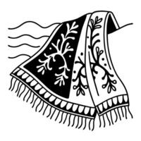 ornate hand drawn patterned scarf illustration with intricate botanical design and flowing lines vector