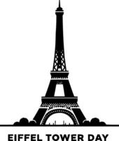 eiffel tower day in black and white illustration vector