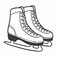 Classic Ice Skates Illustration with Detailed Outline Design vector