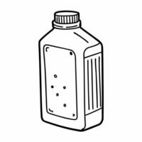 Hand Drawn Illustration of a Plastic Bottle for Liquids or Chemicals in Black and White vector