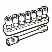 Monochrome Socket Wrench Set Illustration Art vector