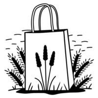 Eco friendly shopping bag with wheat design in natural setting vector