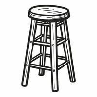 Hand Drawn Wooden Bar Stool Illustration with Classic Rustic Design vector