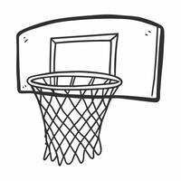 Hand Drawn Basketball Hoop with Net on Backboard Illustration vector
