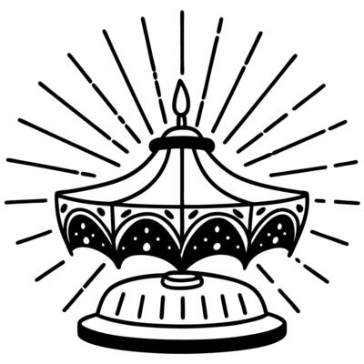 ornate carousel illustration with vintage design black and white carousel silhouette with radiating lines and intricate details