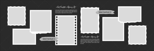 Blank Picture grid layout abstract photo frames template vector