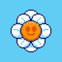 Pixel art Creepy Smiling Flower game asset design vector