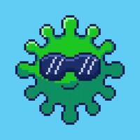 Pixel art Cool Virus with Sunglasses game asset design vector