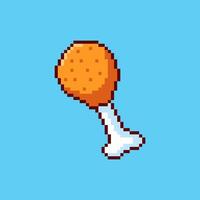 Pixel art a fried chicken game asset design vector