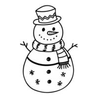 Cute Snowman Illustration Winter Hat, Scarf, Carrot Nose, and Buttons vector
