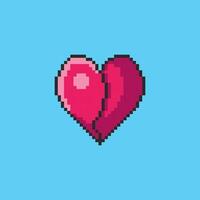 Pixel art Broken Heart game asset design vector