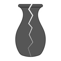 Broken vase with jagged crack, Shattered Vase Symbolizing Fragility vector