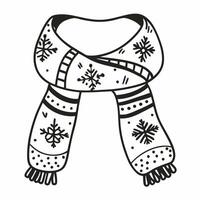 Winter Scarf with Snowflake Pattern Cozy Hand Drawn Illustration vector