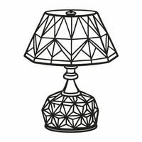 Geometric Table Lamp Illustration Modern Outline Design with Faceted Patterns vector