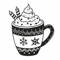 Festive Mug with Whipped Cream and Snowflake Design Illustration vector