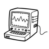 Retro Oscilloscope Computer with Waveform Display Vintage Technology Drawing vector