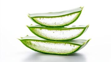 Three slices of aloe vera on a white background photo
