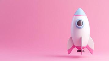 A pink and white rocket ship on a pink background photo