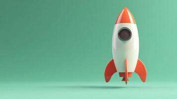 A small rocket ship is flying in the air photo