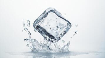 An ice cube with water photo