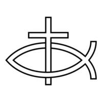 Christian Ichthys Cross Symbol in Minimalist, Black and White vector