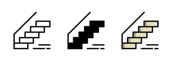 Abstract Staircase Icon Set in Black and Color Options vector