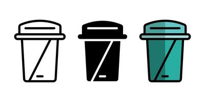 Collection of Trash Bin Icons in Three Distinct Styles vector