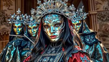 stranger at a Venetian carnival smiles mysteriously and tenderly. photo
