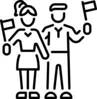 Characters doing social protest, linear style icon vector